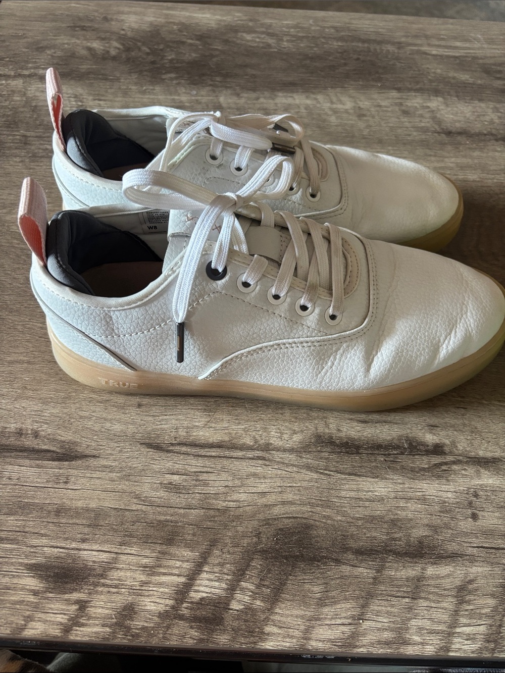 True White Leather Sneakers with Gum Sole